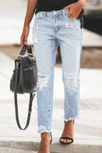 Washed Cut Out Ripped Jeans