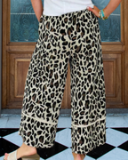 Leopard Print Wide-Leg Pants