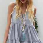 Dashingsoul Vintage Boho Tassel Shaped Turquoise Shell Pendant White Wood Bead Long Necklace