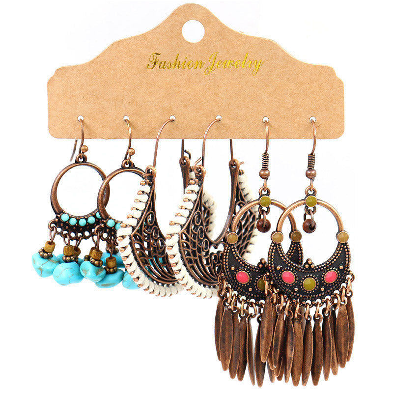 Dashingsoul Vintage boho Colorful Studded Earrings Set