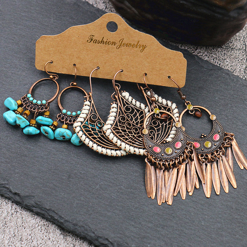 Dashingsoul Vintage boho Colorful Studded Earrings Set
