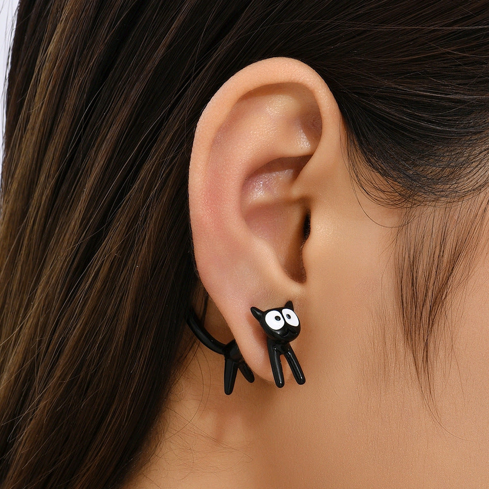 Dashingsoul Cute Black Cat Simple Earrings