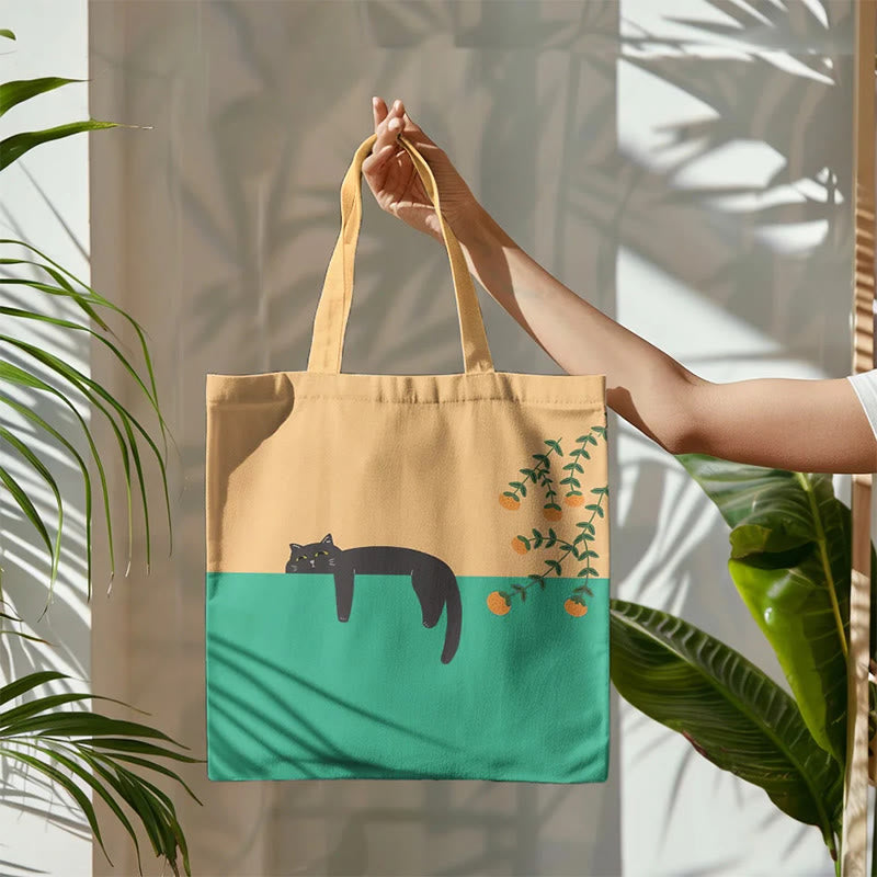 Dashingsoul Abstract Creative Lazy Black Cat Painting Art Bag