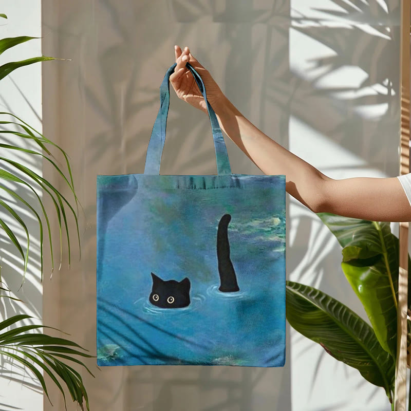 Dashingsoul Women's Oil Painting Cat Print Bag