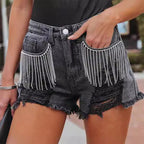 Dashingsoul Distressed Fringe Denim Shorts