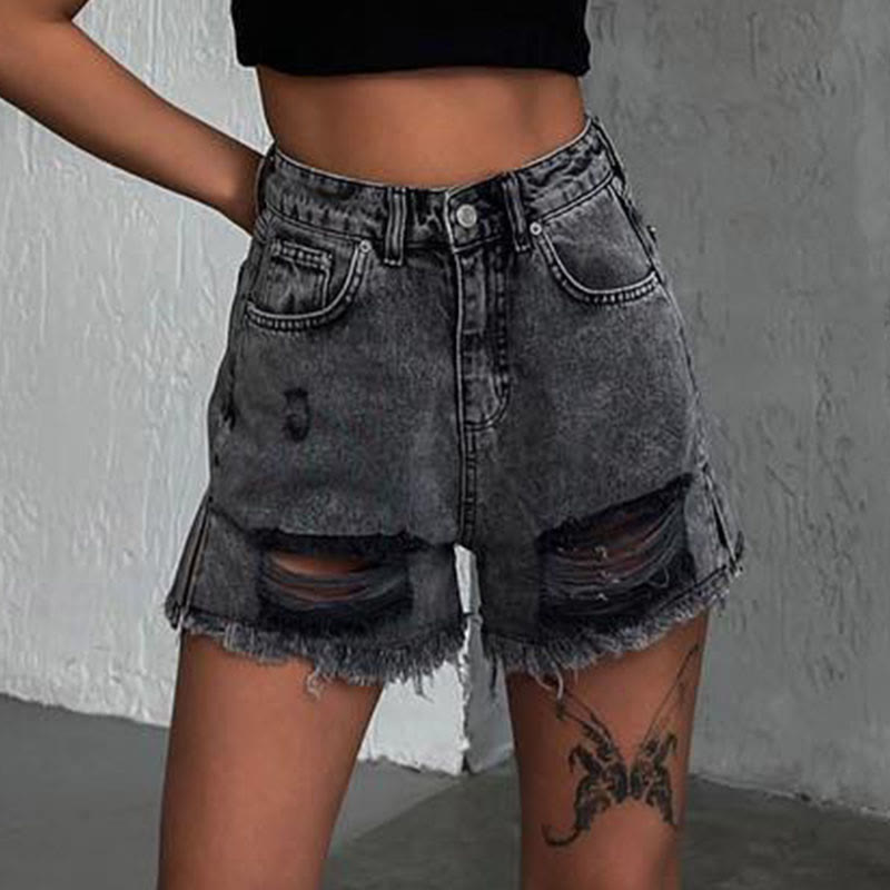 Dashingsoul High Waist Ripped Loose Casual Denim Shorts