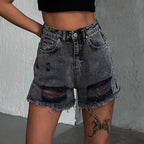 Dashingsoul High Waist Ripped Loose Casual Denim Shorts