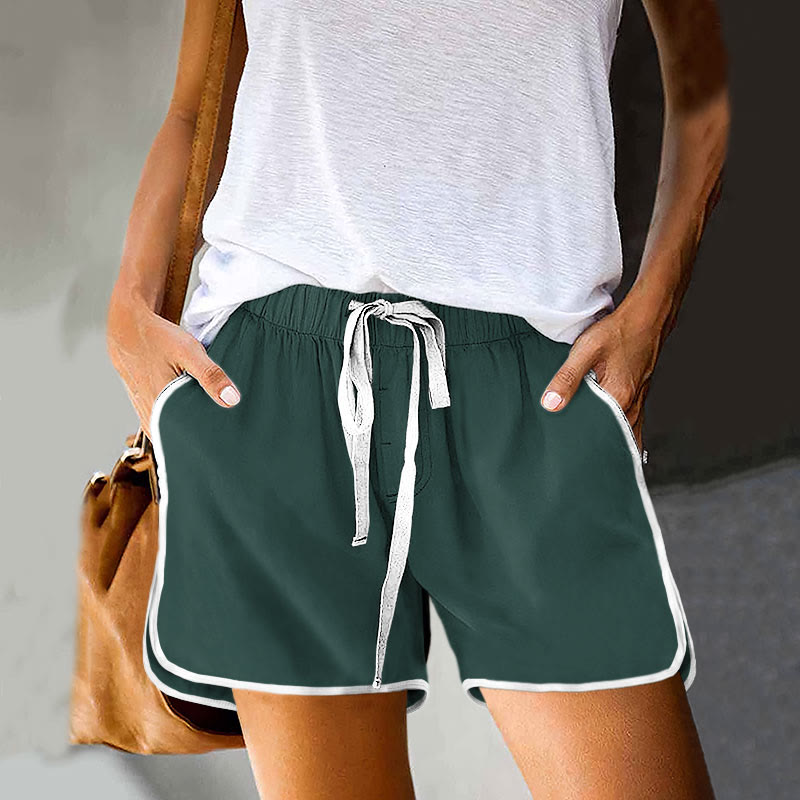 Dashingsoul Solid Color Drawstring Pocket Shorts