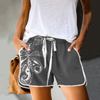 Dashingsoul Octopus Asymmetric Print Pocket Shorts