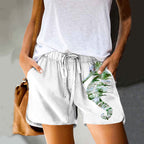 Dashingsoul Watercolor Sfumato Seahorse Asymmetrical Print Pocket Shorts