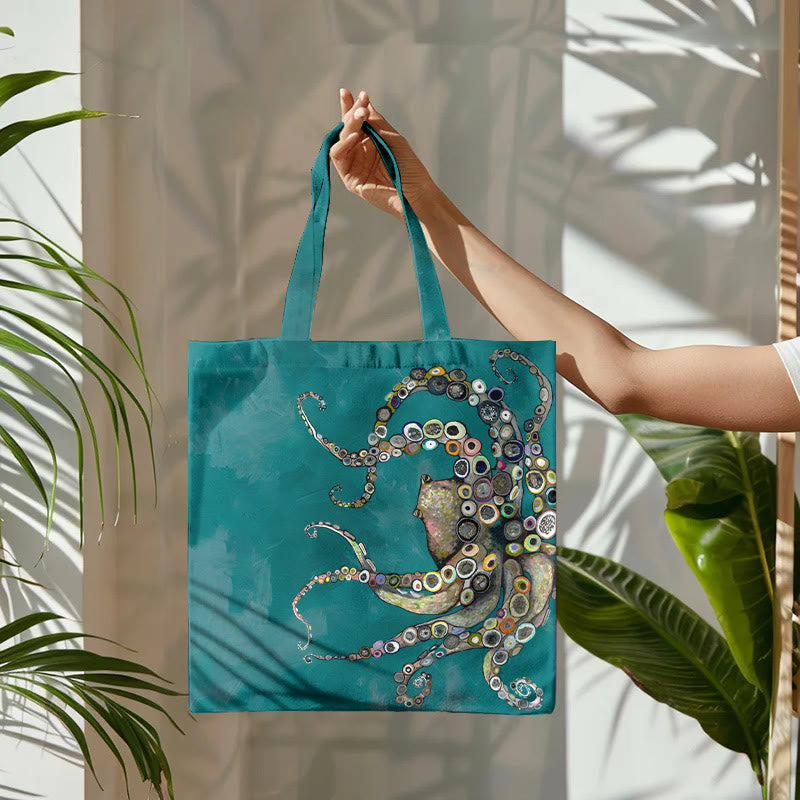 Dashingsoul Colorful Octopus Oil Painting Print Bag