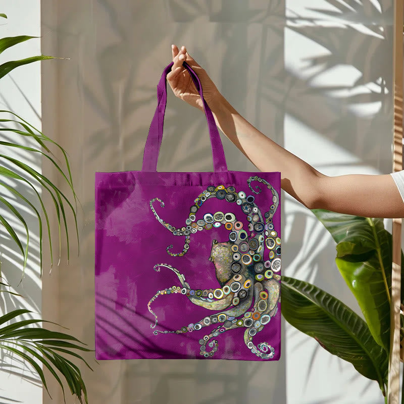 Dashingsoul Colorful Octopus Oil Painting Print Bag