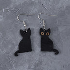 Dashingsoul Halloween Cute Black Cat Skull Cat Earrings