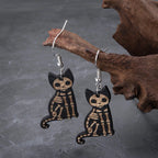 Dashingsoul Halloween Cute Black Cat Skull Cat Earrings