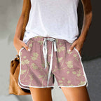 Dashingsoul Women's Retro Floral Print Drawstring Pocket Shorts