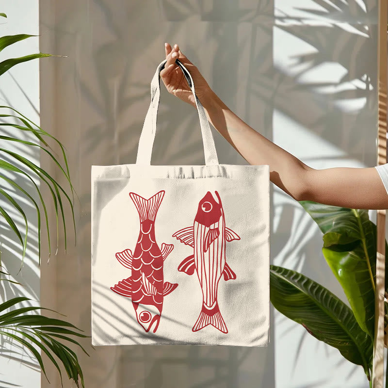Dashingsoul Vintage Sketch Drawing Red Fish Art Print Bag