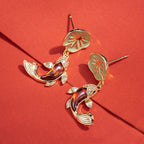 Dashingsoul Japanese Lotus Leaf Koi Earrings