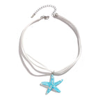 Dashingsoul Bohemian Rainbow Color Resin Pendant Starfish Multi-layered Necklace