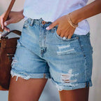 Dashingsoul Casual Ripped Straight Denim Shorts