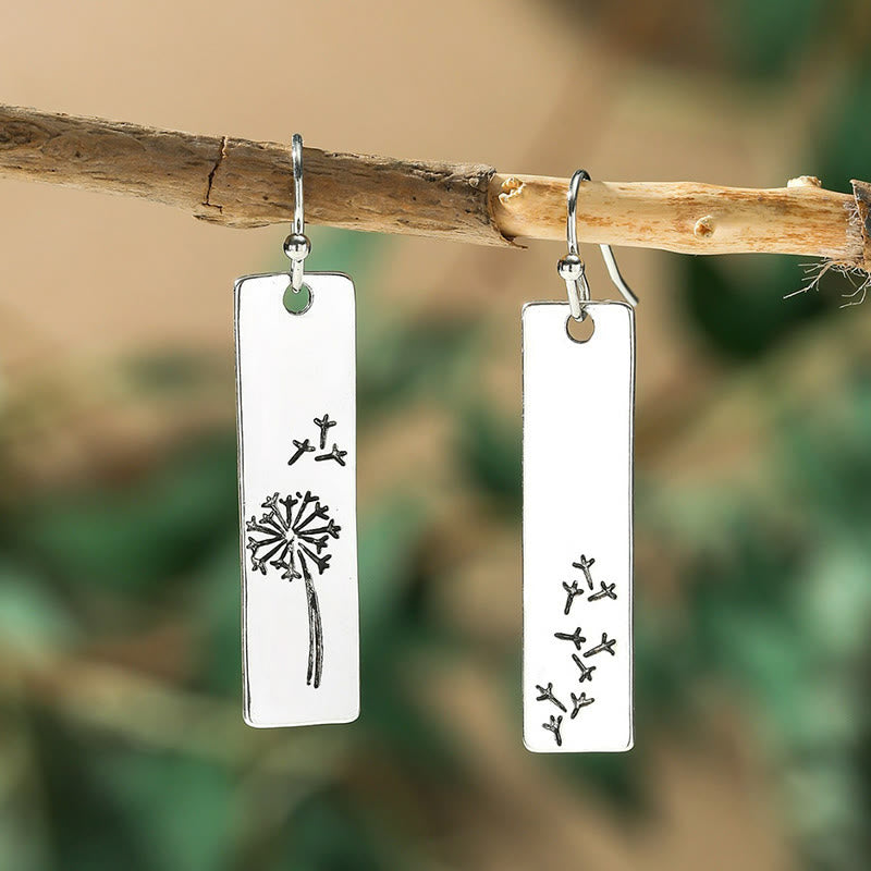 Simple Retro Rectangular Dandelion Earrings