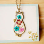 Japanese Retro Floral Cat Necklace
