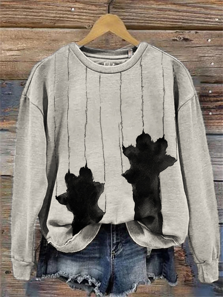 Black Cat Paws Ink Art Comfy Sweatshirt