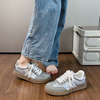 Contrast Lace Up Round Toe Sneakers