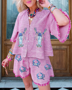 Lobster Crab Sequin Stripe Set