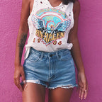 Dashingsoul Women's Casual High-rise Raw Hem Ripped Distressed Denim Shorts