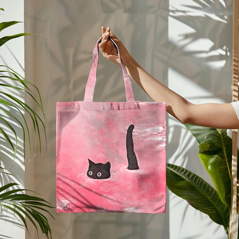 Dashingsoul Women's Oil Painting Cat Print Bag