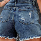 Dashingsoul Distressed Fringe Denim Shorts