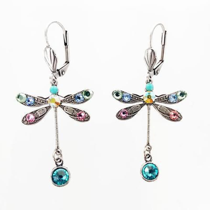 Women's Fashion Colored Dragonfly Earrings