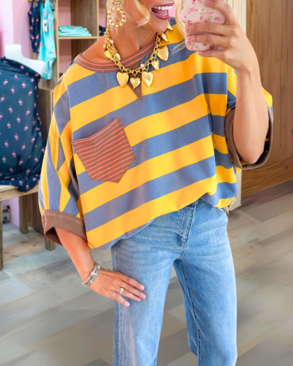 Stripe Pocket Relaxed Tee