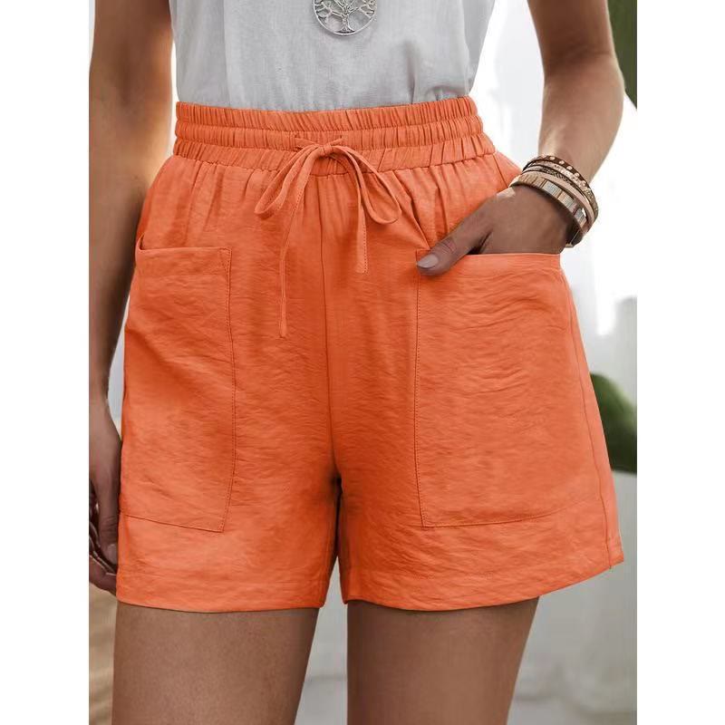 Dashingsoul Linen Solid Color Loose Plus Size High Waist Casual Shorts