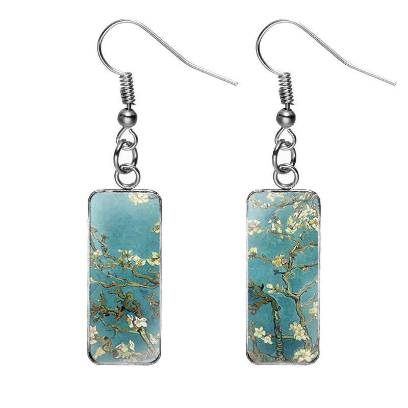 Dashingsoul Oil Painting Rectangle Pendant Earrings