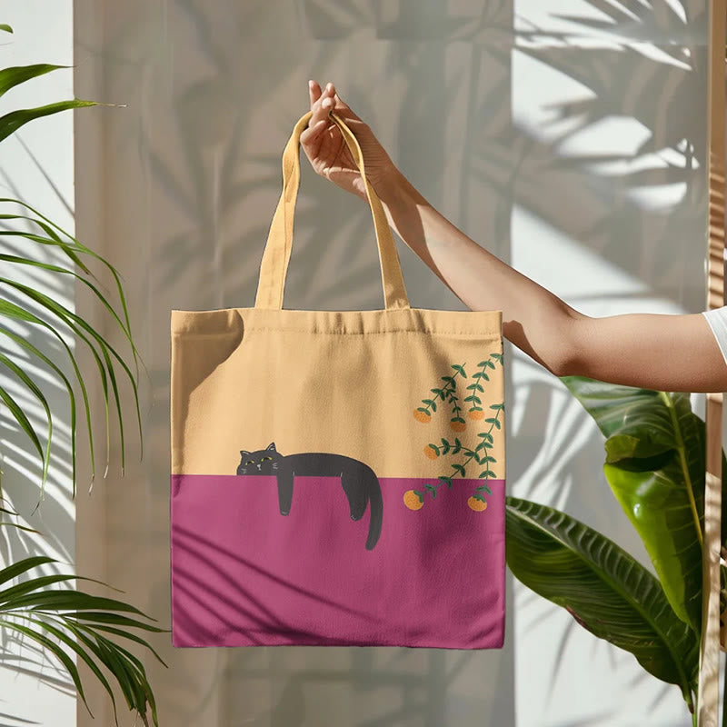 Dashingsoul Abstract Creative Lazy Black Cat Painting Art Bag