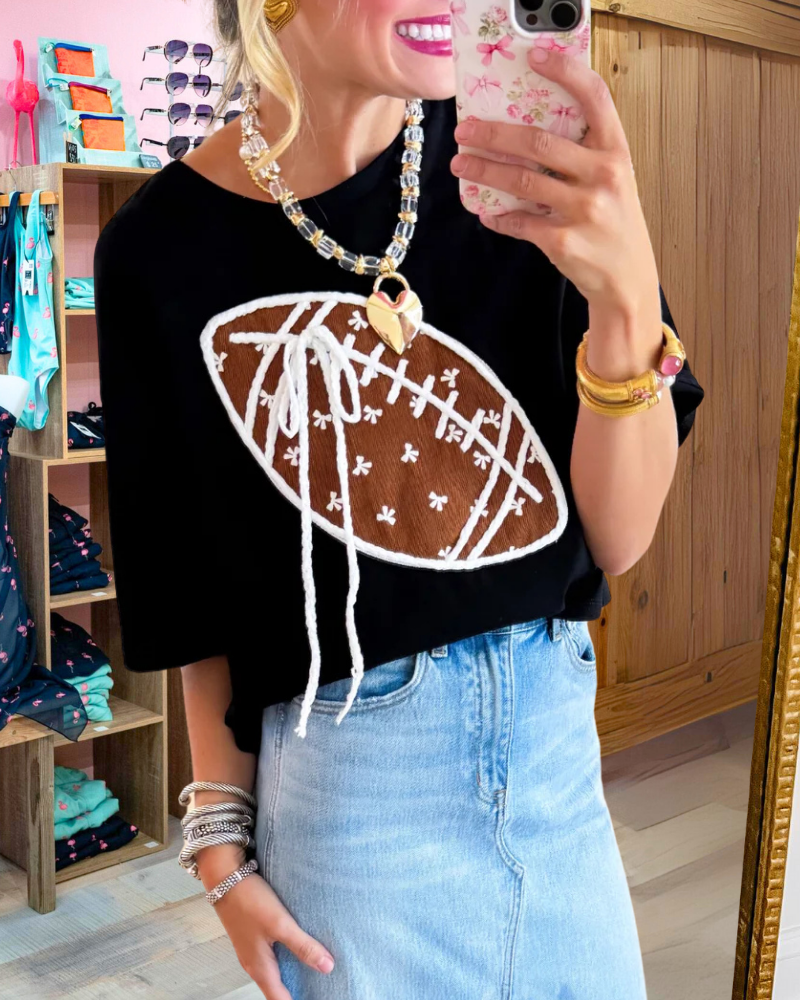 Rugby Bow Embroidered T-Shirt