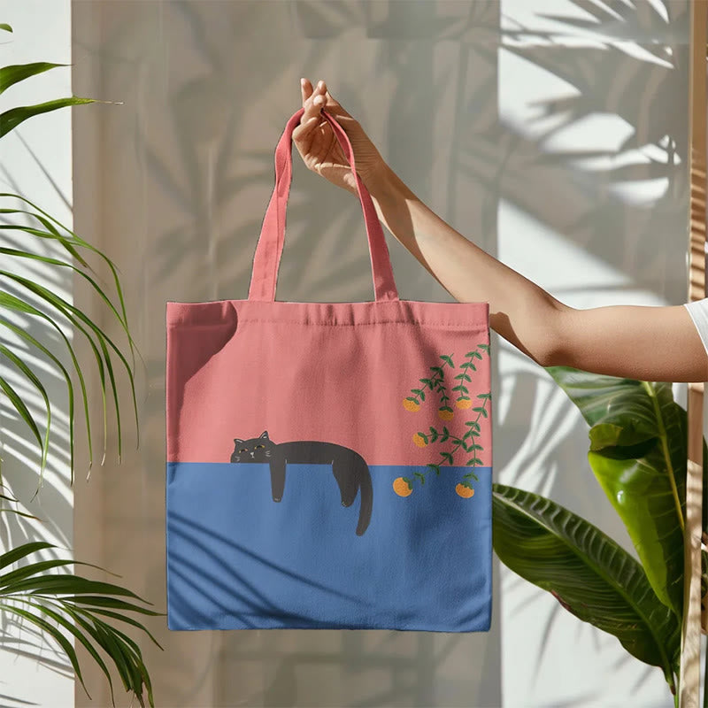 Dashingsoul Abstract Creative Lazy Black Cat Painting Art Bag