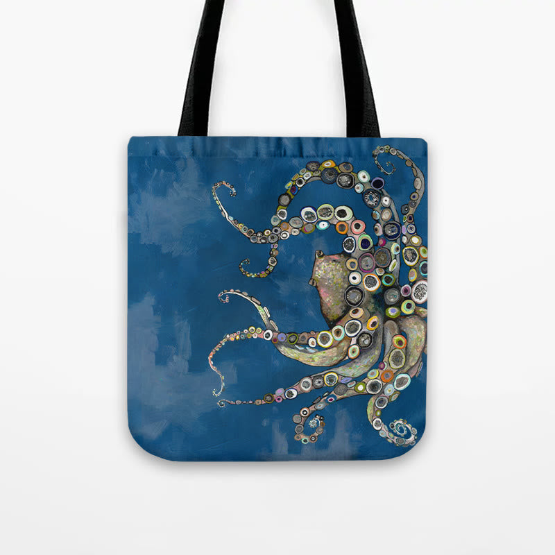 Dashingsoul Colorful Octopus Oil Painting Print Bag