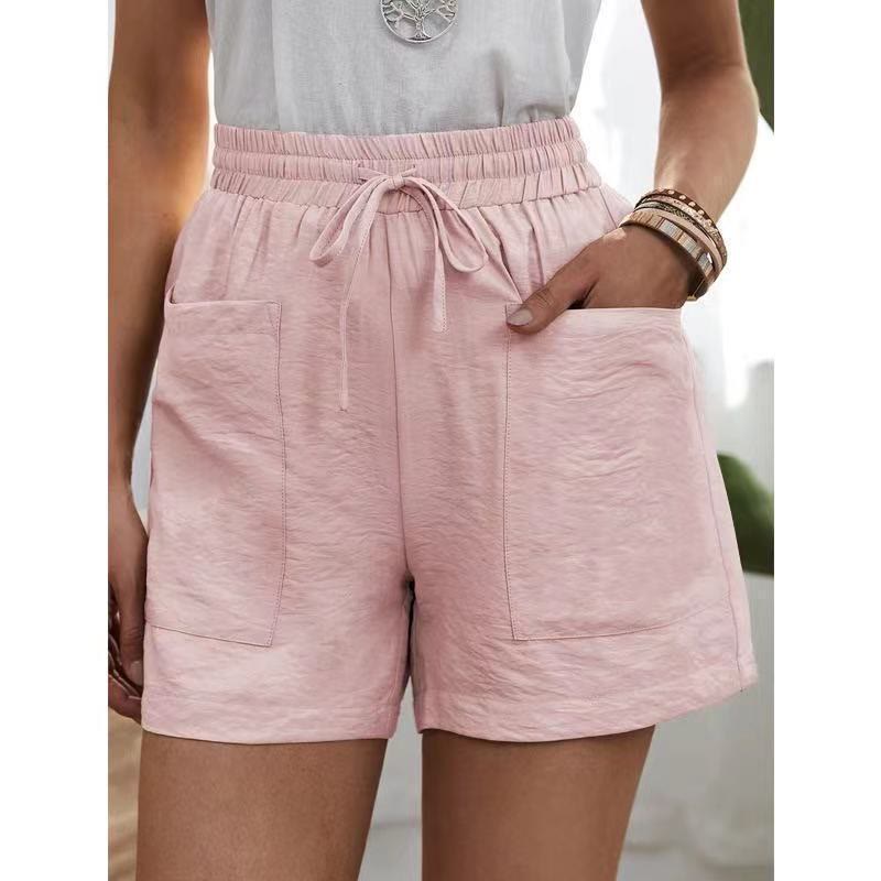 Dashingsoul Linen Solid Color Loose Plus Size High Waist Casual Shorts