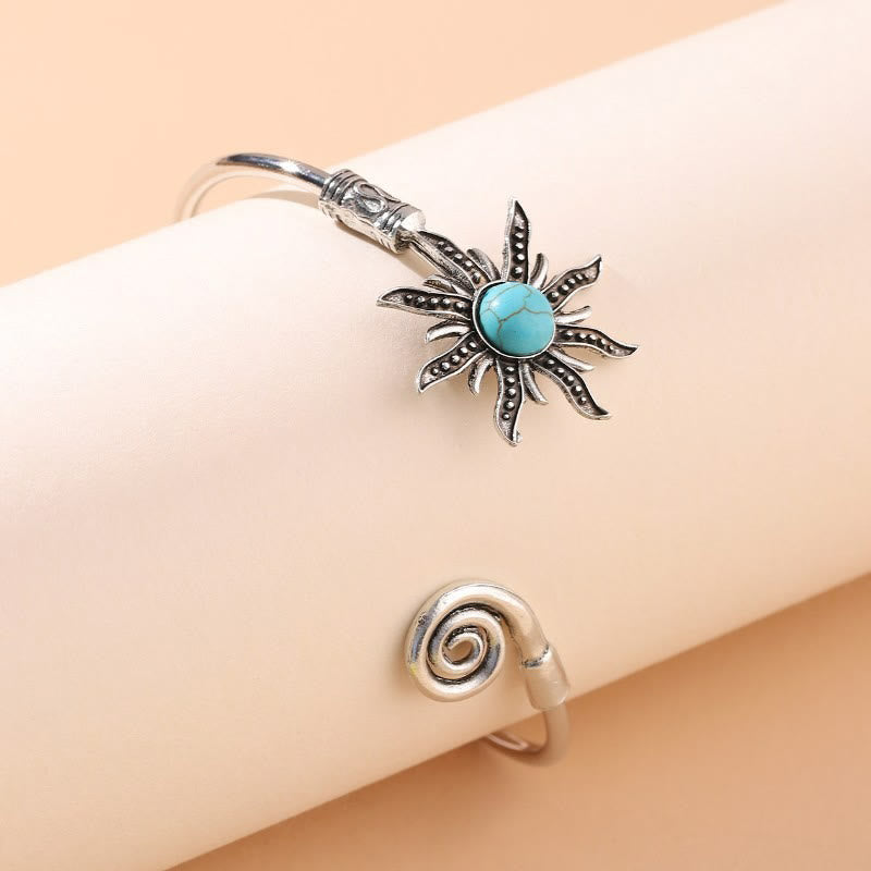 Women's Vintage Sunflower Turquoise Alloy Bracelet
