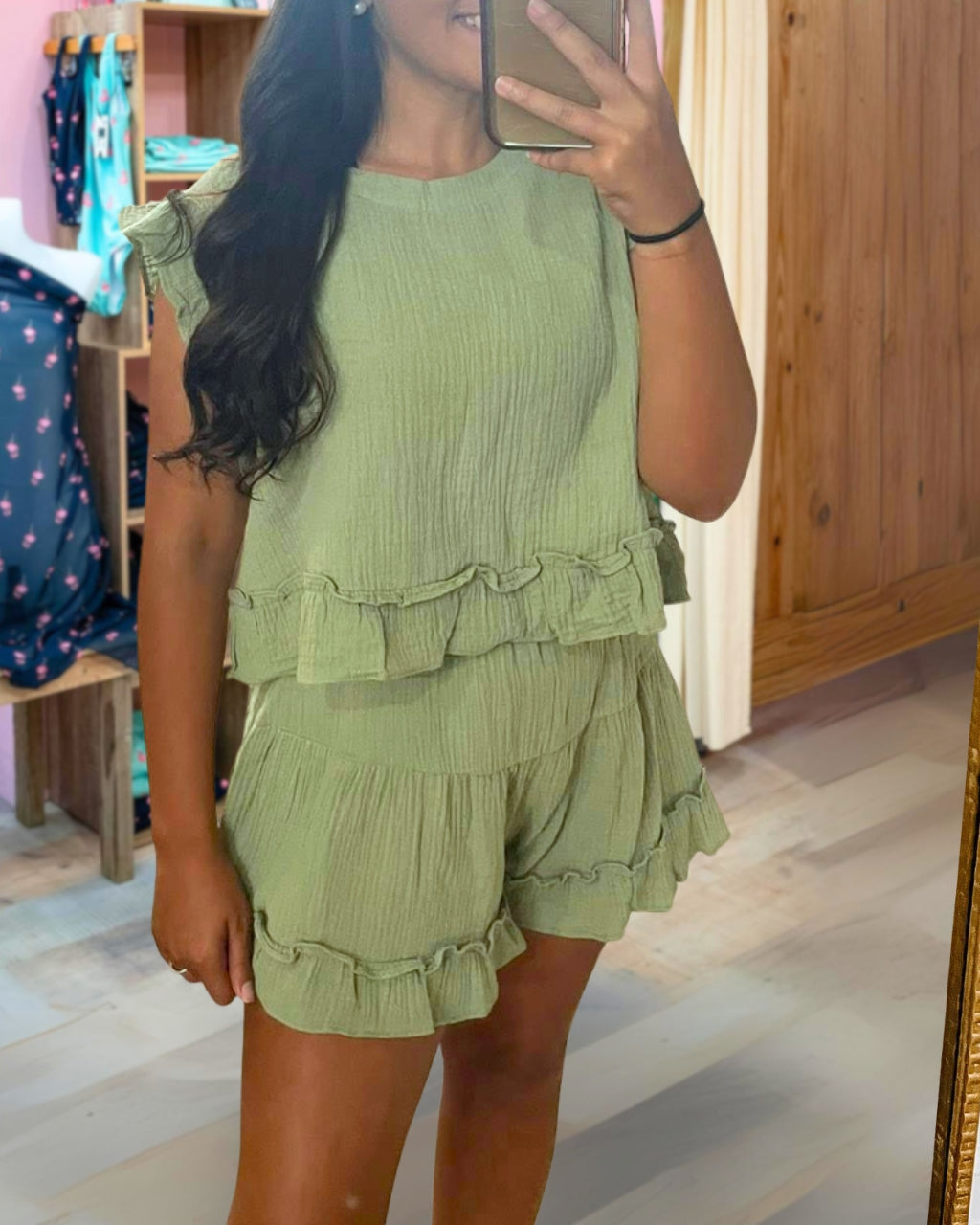 Textured Cotton Ruffle Set