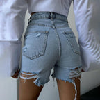 Dashingsoul Ripped Wasteland Style High Waist Denim Shorts
