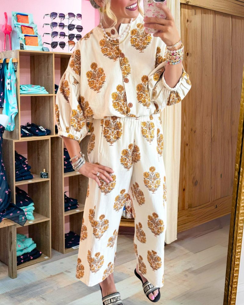 Casual Bouquet Puff Sleeve Set