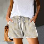 Dashingsoul Women's Retro Floral Print Drawstring Pocket Shorts