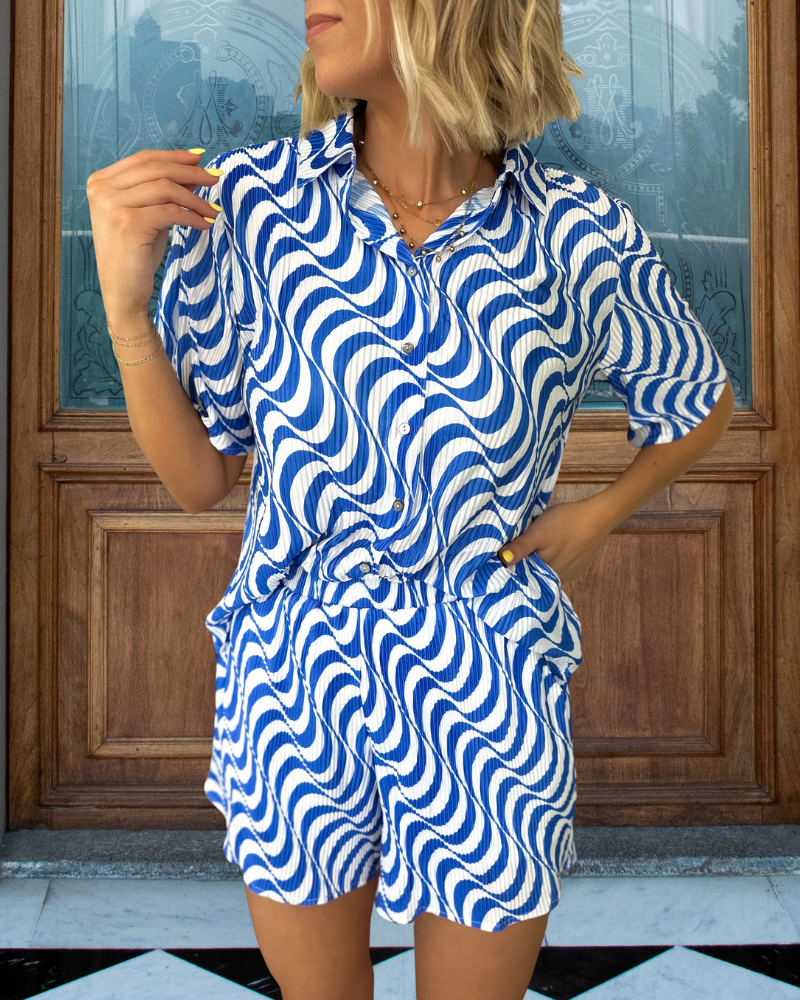 Wave Pleated Shorts Set