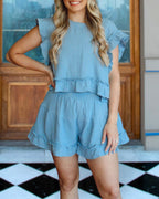 Textured Cotton Ruffle Set