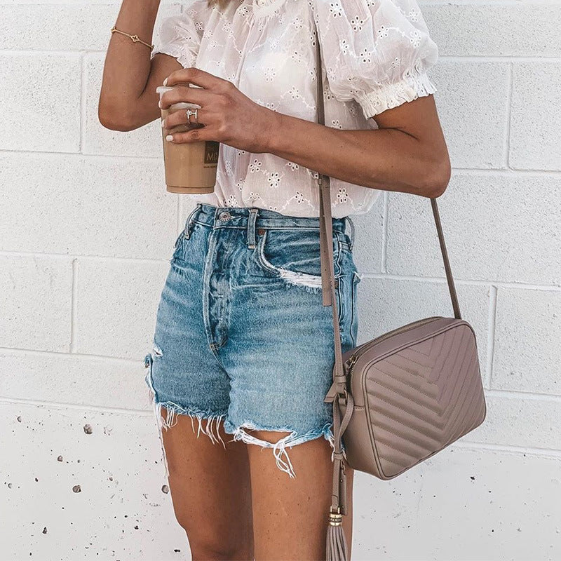 Dashingsoul Casual Fringe Jean Shorts