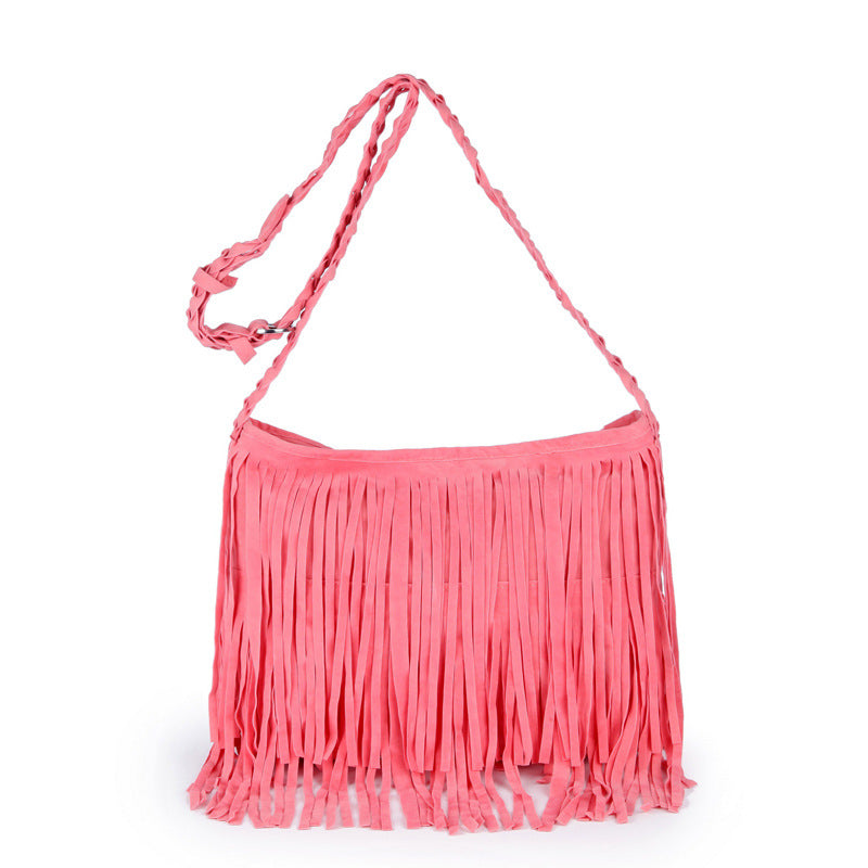 Dashingsoul Women'S Solid Color Tassel Messenger Bag