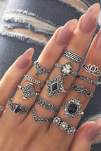 Dashingsoul Fashion Vintage Cutout Alloy Ring Set